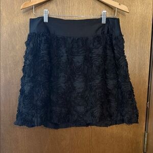 Maurices Black Floral Rosette Skater Skirt